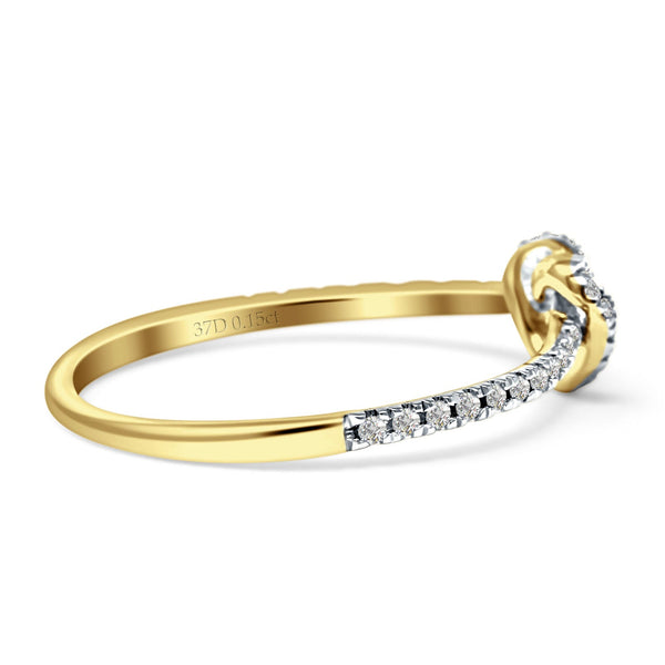 Diamond Heart Knot Wedding Ring Half Eternity 14K Yellow Gold 0.15ct W