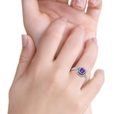Princess Cut Simulated Amethyst Cubic Zirconia Oxidized Design Ring 925 Sterling Silver