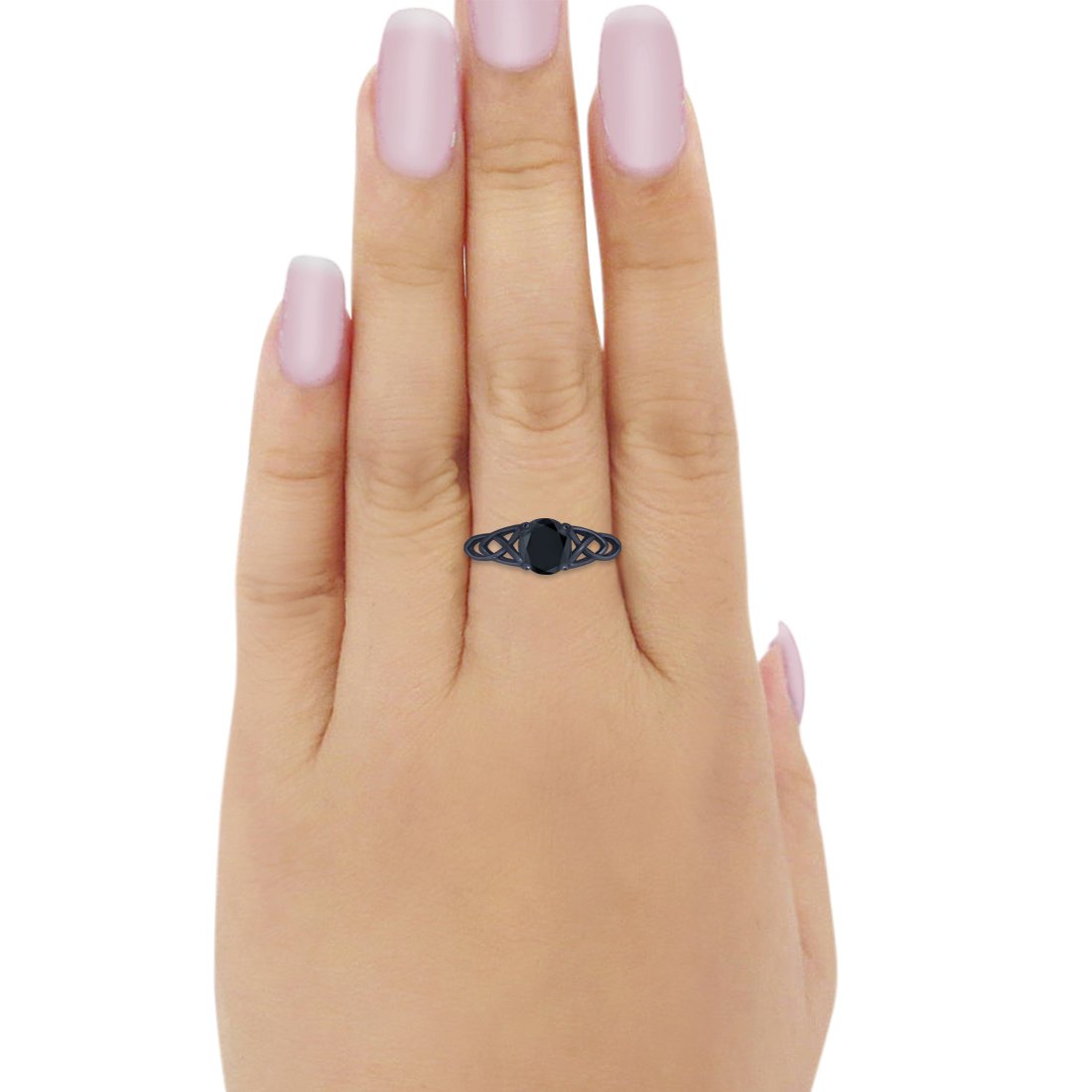 Halo Vintage Style Wedding Ring Black Tone, Simulated Black CZ 925 Sterling Silver