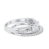 Stone Princess Cut Simulated CZ Wedding Ring 925 Sterling Silver
