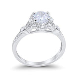 Floral Art Deco Engagement Ring Simulated Cubic Zirconia 925 Sterling Silver