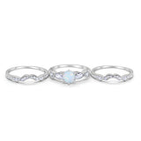 Three Piece Bridal Wedding Promise Ring Lab White Opal 925 Sterling Silver