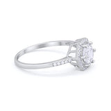 Art Deco Wedding Bridal Ring Simulated Cubic Zirconia 925 Sterling Silver