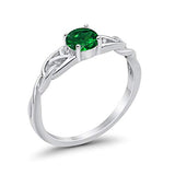 Celtic Trinity Engagement Ring Simulated Green Emerald CZ Solid 925 Sterling Silver