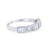 Alternating Baguette Ring Simulated Cubic Zirconia 925 Sterling Silver