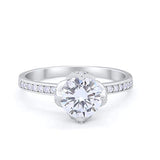 Floral Wedding Bridal Ring Simulated Cubic Zirconia 925 Sterling Silver