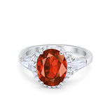 Cocktail Halo Wedding Ring Simulated Garnet CZ 925 Sterling Silver