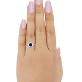 Floral Engagement Ring Simulated Blue Sapphire CZ 925 Sterling Silver