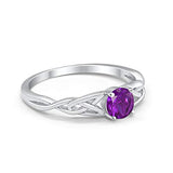 Celtic Trinity Engagement Ring Simulated Amethyst CZ 925 Sterling Silver