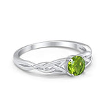 Celtic Trinity Engagement Ring Simulated Peridot CZ Solid 925 Sterling Silver