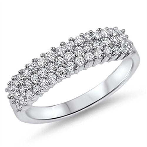Half Eternity Band Round Cubic Zirconia 925 Sterling Silver Engagement Ring
