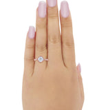 Floral Art Engagement Ring Round Rose Tone, Simulated CZ 925 Sterling Silver