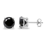 Butterfly Prong Round Casting Simulated Black CZ Stud Earrings 925 Sterling Silver