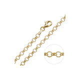 1.8MM 020 Yellow Gold Rolo Chain .925 Sterling Silver Length 16"-22"