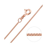 1MM 019 Rose Gold Box Chain .925 Solid Sterling Silver Sizes 16"-26"