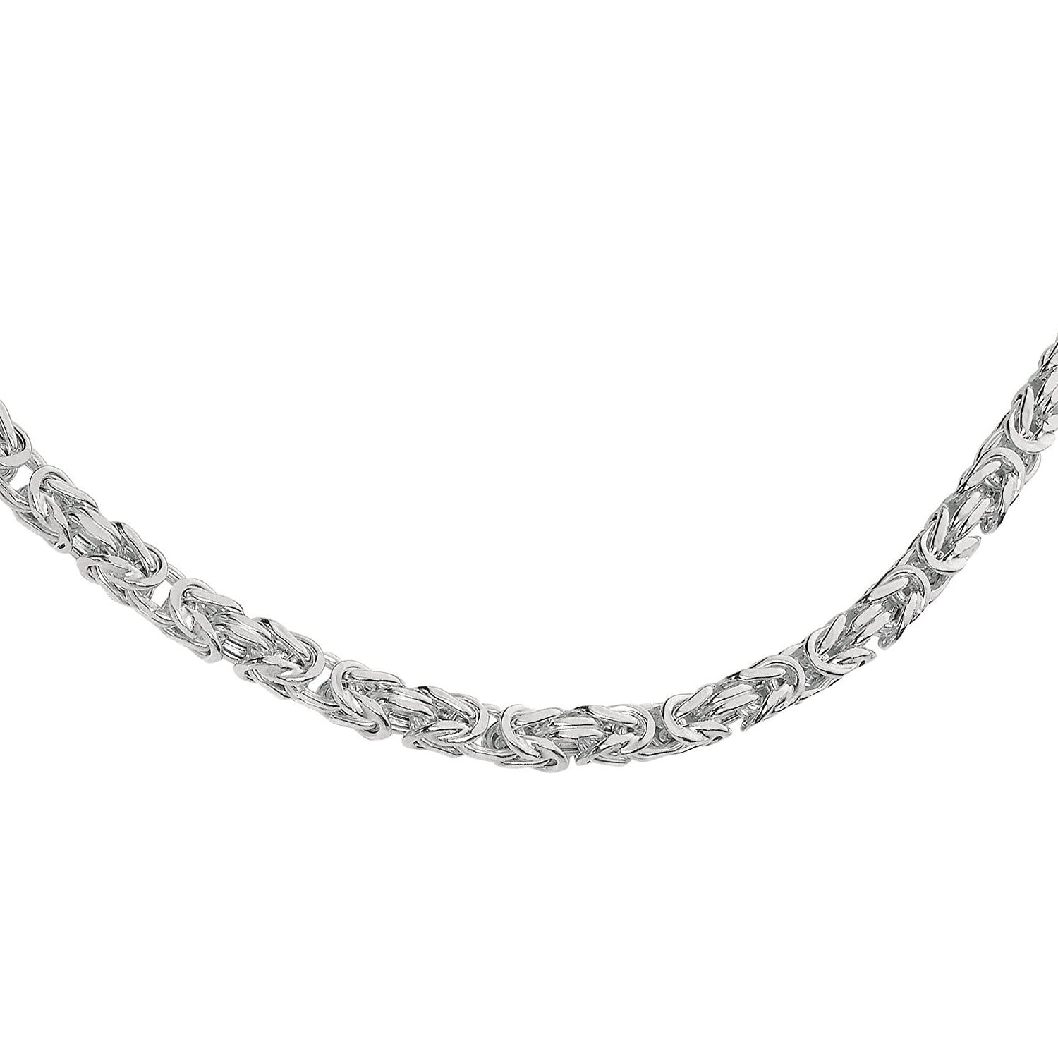 4.5MM 100 Square Byzantine .925 Sterling Silver Chain Sizes 8"-28" Inch