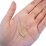 14K Yellow Gold Real Square Tube Diamond Cut Snap Closure Hoop Earrings 1gram 15mm