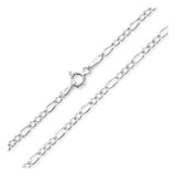 7.2MM 180 Figaro Link Chain .925 Solid Sterling Silver Sizes 8"-36" Inches