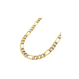 4MM Pave Figaro Yellow Gold Chain .925 Sterling Silver Length 7"-32" Inches