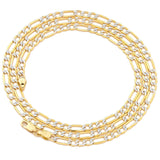 6.2MM Pave Figaro Yellow Gold Chain .925 Sterling Silver Length 8"-28" Inches