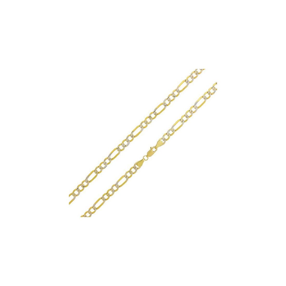 10MM Pave Figaro Yellow Gold Chain .925 Sterling Silver Length 8"-32" Inches
