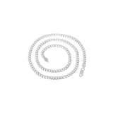 4MM 100 Flat Pave Curb Chain .925 Solid Sterling Silver Sizes 8"-30" Inches