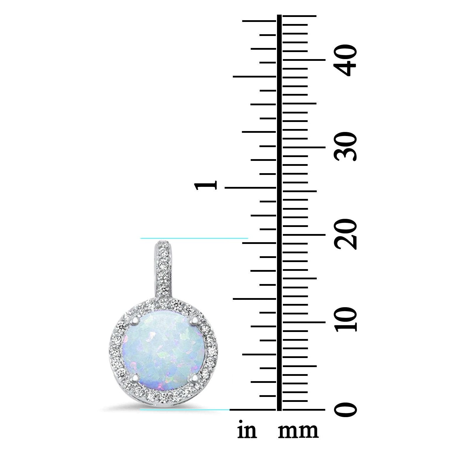 Halo Charm Fashion Jewelry Pendants Round Lab Created White Opal 925 Sterling Silver