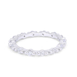 Stackable  Engagement Band Round Pave Simulated CZ 925 Sterling Silver