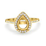 14K Yellow Gold 0.23ct Teardrop Pear 8mmx6mm G SI Semi Mount Diamond Engagement Wedding Ring Size 6.5