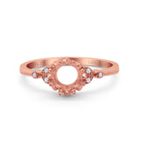 14K Rose Gold 0.06ct Round Art Deco Fashion 7mm G SI Semi Mount Diamond Engagement Wedding Ring