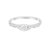 Petite Dainty Art Deco Wedding Ring Round Simulated CZ 925 Sterling Silver