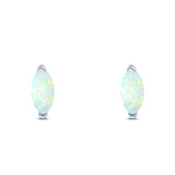 Art Deco Marquise Created White Opal Solid 925 Sterling Silver (6.5mm)
