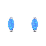 Art Deco Marquise Created Blue Opal Solid 925 Sterling Silver (8.7mm)