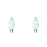 Art Deco Marquise Created White Opal Solid 925 Sterling Silver (8.7mm)