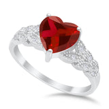 Accent Heart Promise Ring Simulated Garnet Cubic Zirconia 925 Sterling Silver