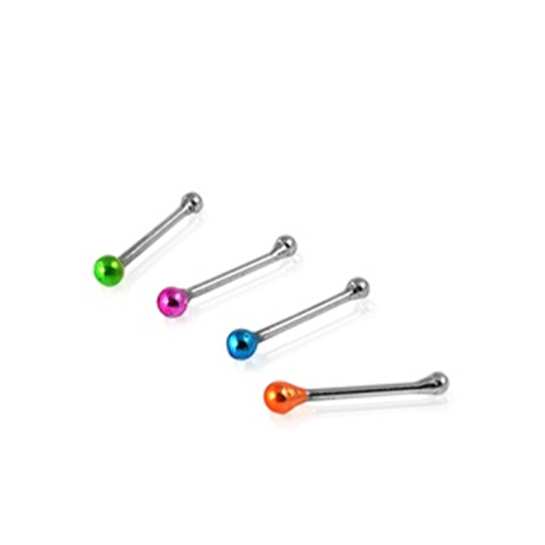 Silver Nose Stud Color Ball 925 Sterling Silver-2mm (20 Nose Studs in a Box)