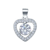 Heart Charm Pendant Simulated Cubic Zirconia 925 Sterling Silver (10mm)