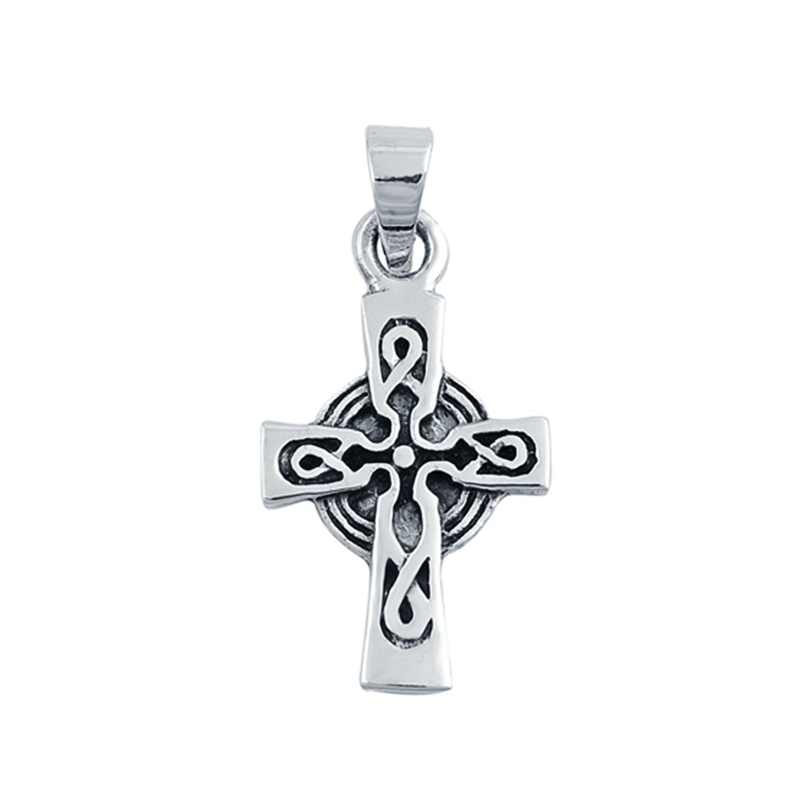 Cross Pendant Charm Round 925 Sterling Silver