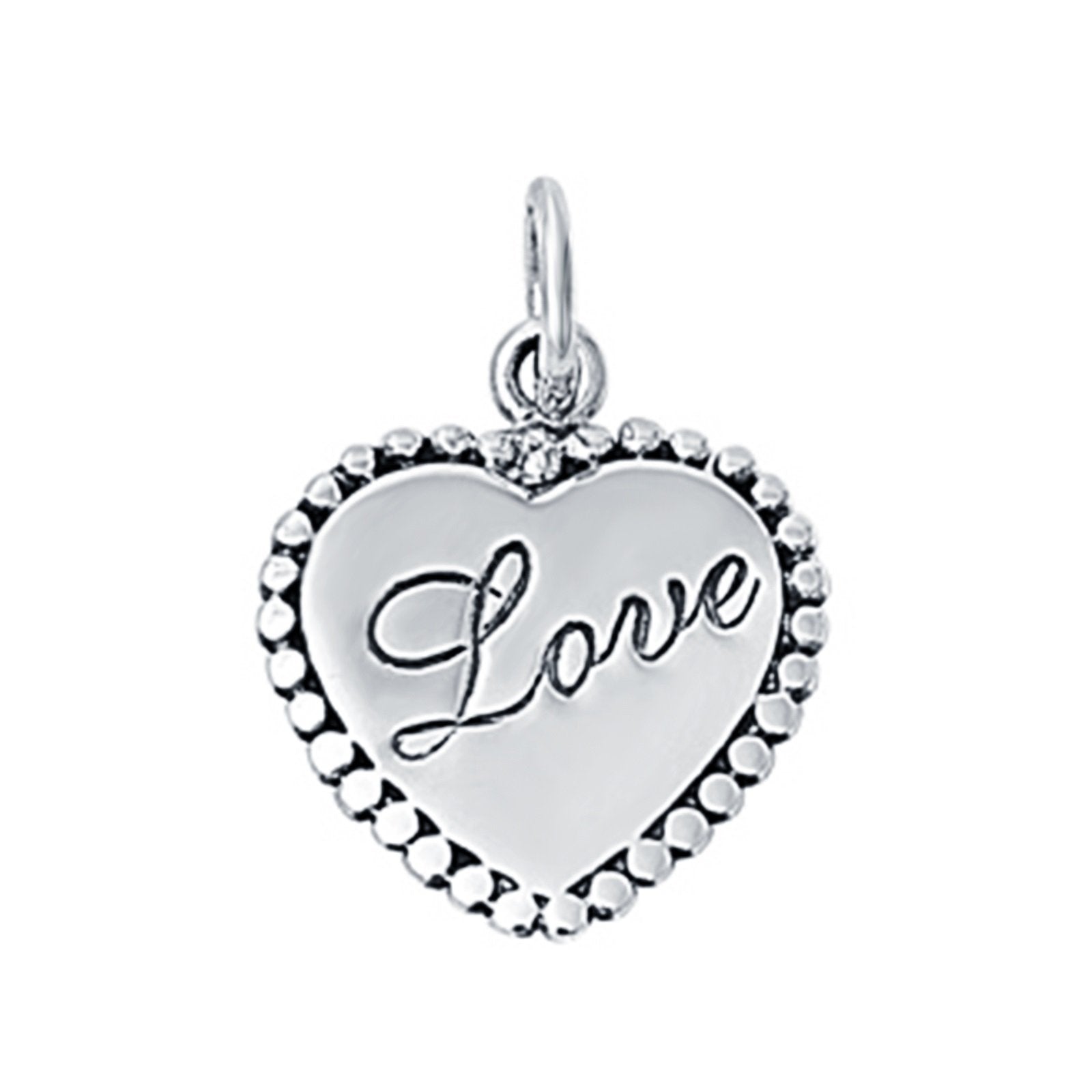 Heart Engraved Love Pendant Charm 925 Sterling Silver