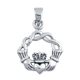 Infinity Celtic Claddagh Pendant Charm 925 Sterling Silver