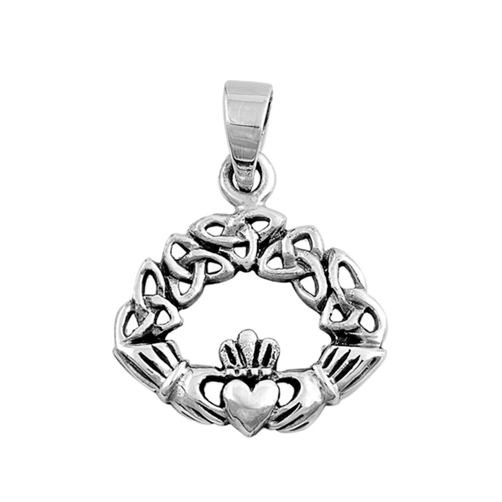 Claddagh 925 Sterling Silver Celtic Pendant Charm Fashion Jewelry