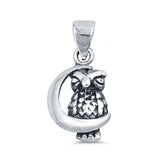 Owl on The Moon Charm Pendant 925 Sterling Silver