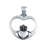 Heart Claddagh Charm Pendant 925 Sterling Silver