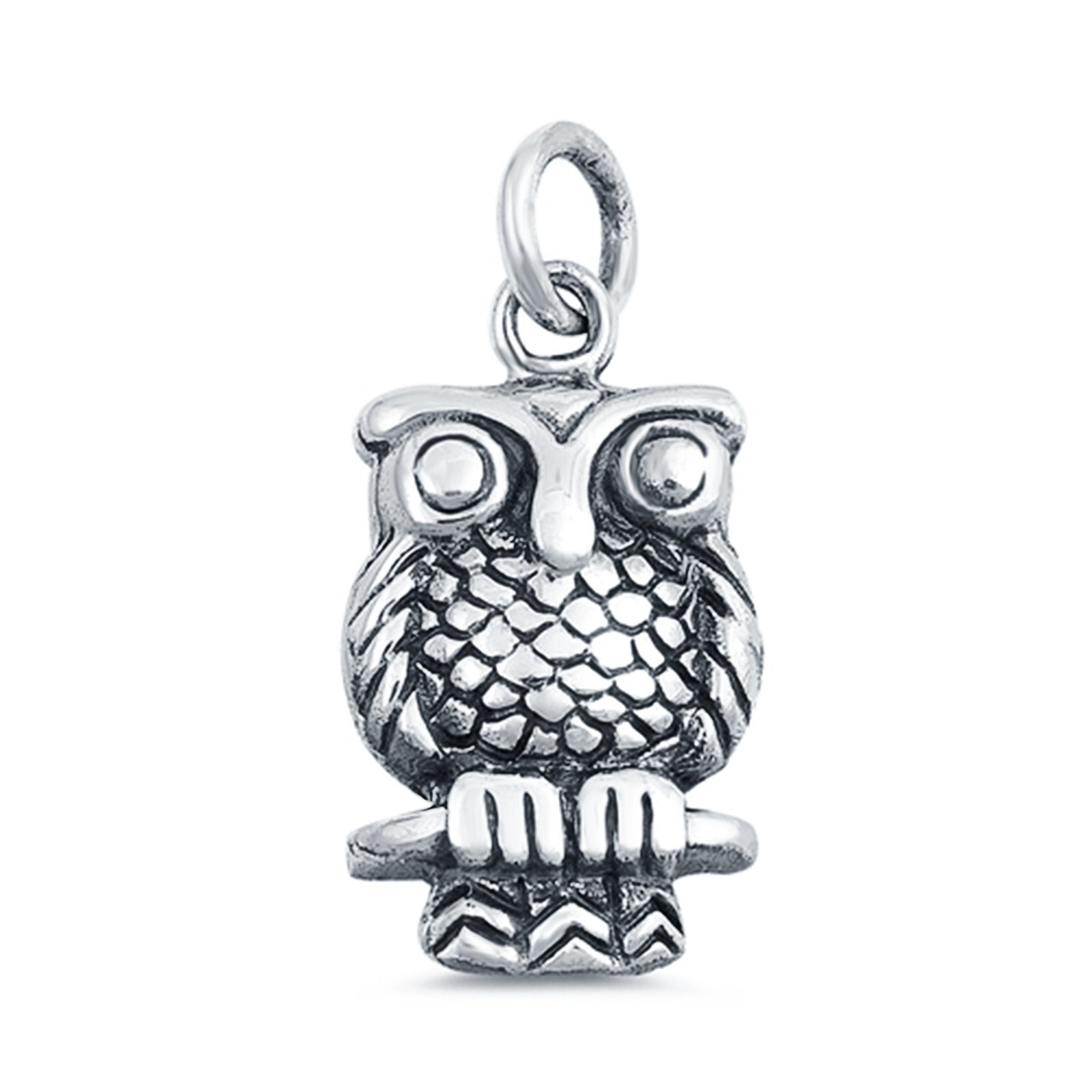 Sterling Silver Owl Charm Pendant 925 Sterling Silver