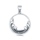 Sterling Silver Waves Pendant Charm 925 Sterling Silver (19mm)