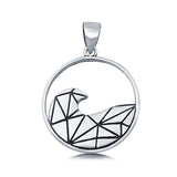 Silver Origami Waves Charm Pendant 925 Sterling Silver (25mm)