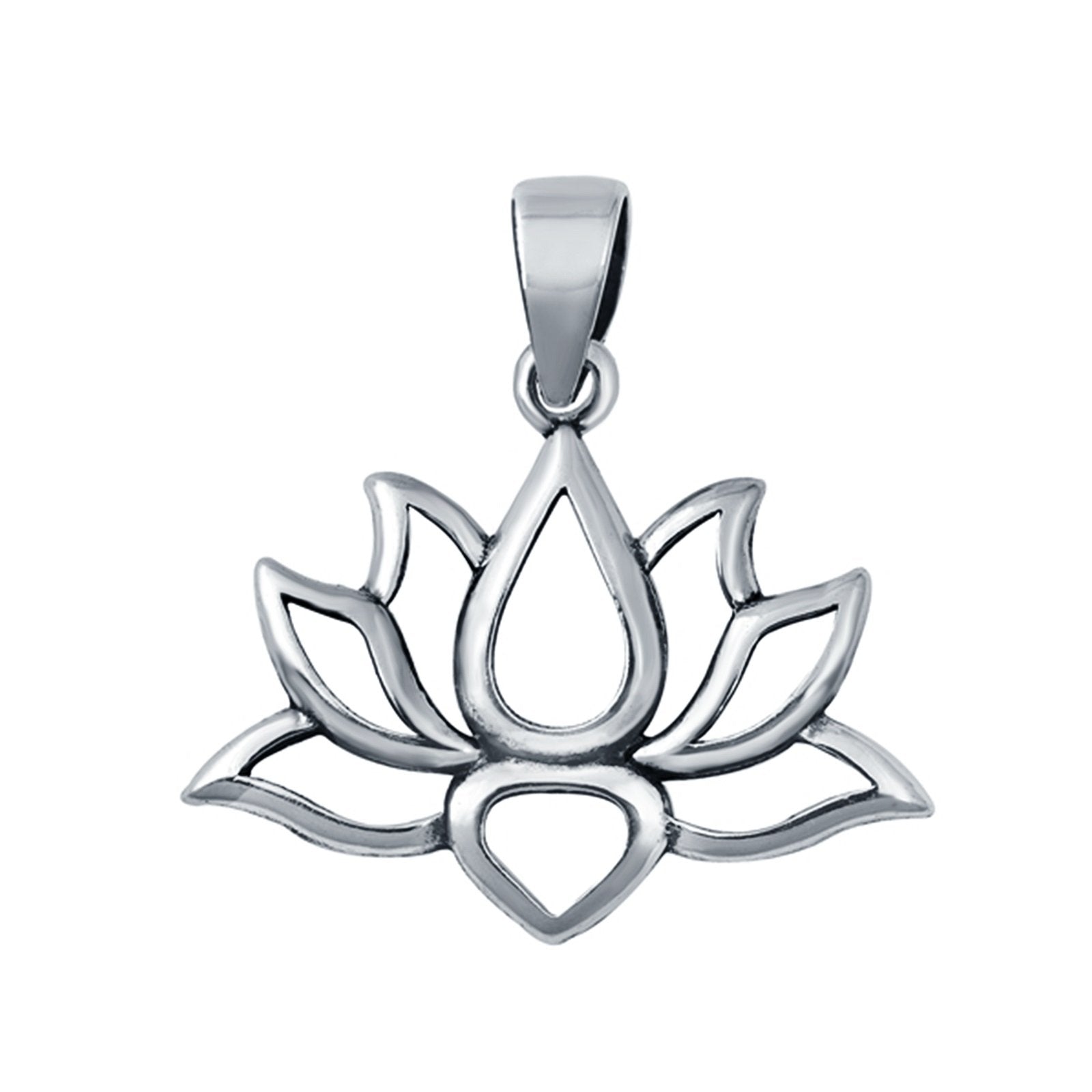 Silver Lotus Charm Pendant 925 Sterling Silver Fashion Jewelry