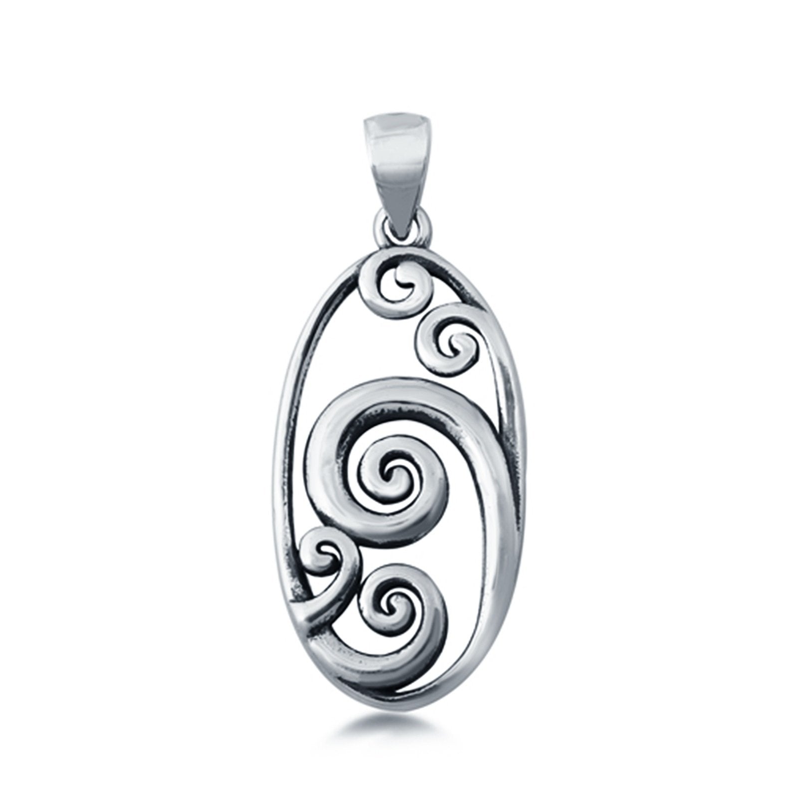 Silver Waves Pendant Charm 925 Sterling Silver Fashion Jewelry (23mm)