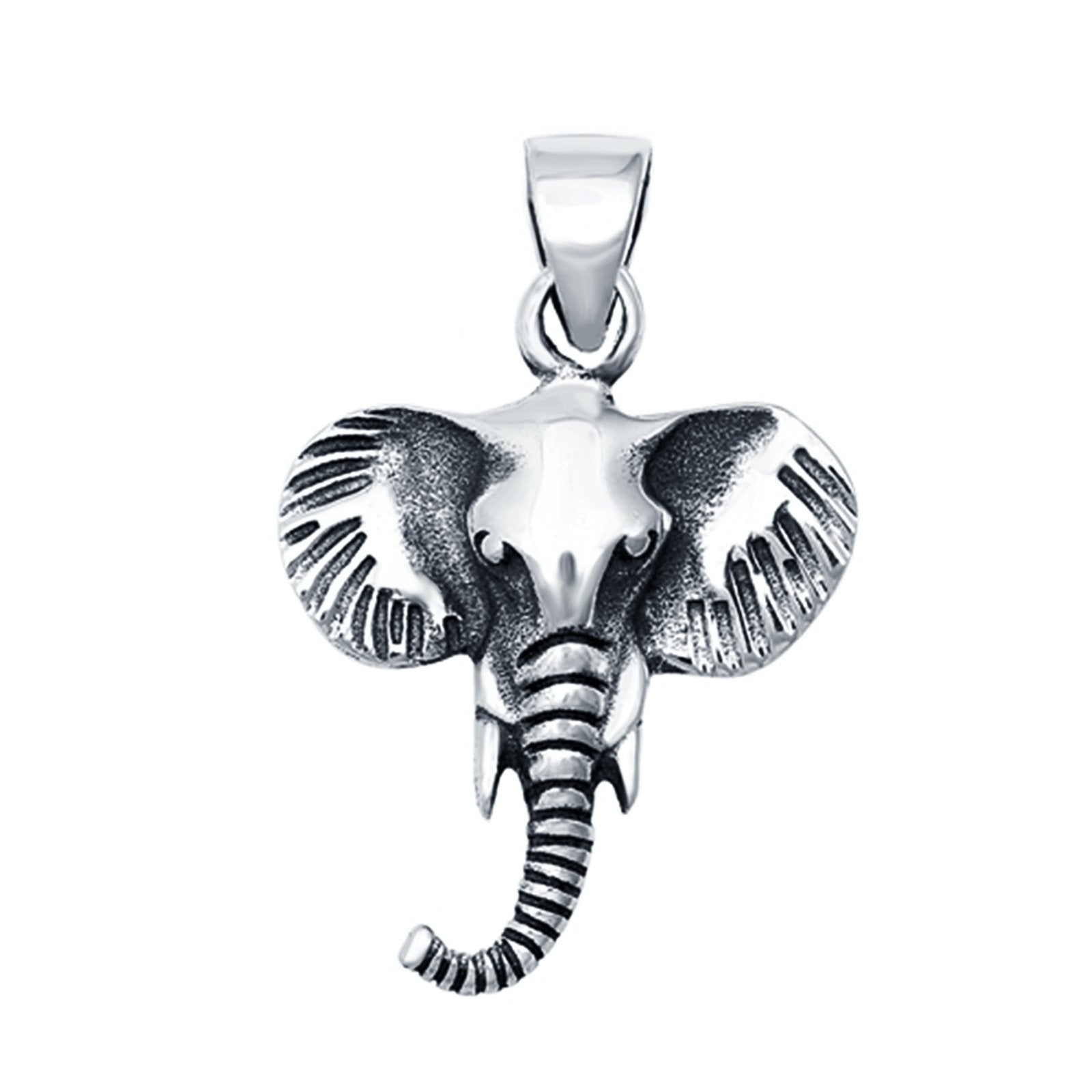 Elephant Head Plain Pendants Charm Jewelry 925 Sterling Silver