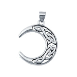 Celtic Crescent Moon Pendant Round 925 Sterling Silver